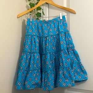 Hanna Anderson Girls 100% Cotton Corduroy Floral Toer Circle Skirt Sky Blue